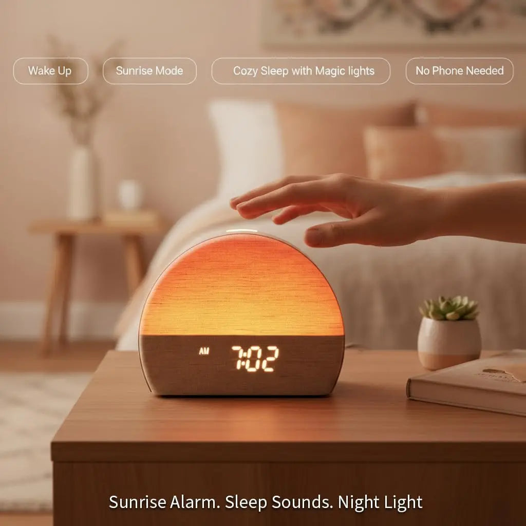 White Noise Sound Machine Sunrise Alarm Clock - 30 Non-Looping Soothing Sleep Sounds with LoFi and Healing Music| 10-Color Stickyz Creations