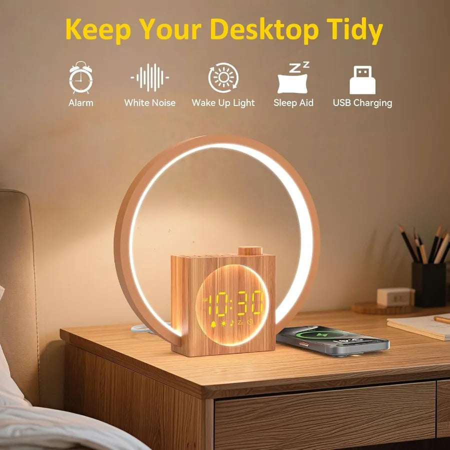 Sunrise Alarm Clock with Sound Machine: White Noise Machine for Heavy Sleepers 12 Light Colors 30 Sleep Sounds 20 Brightness 32 Stickyz Creations