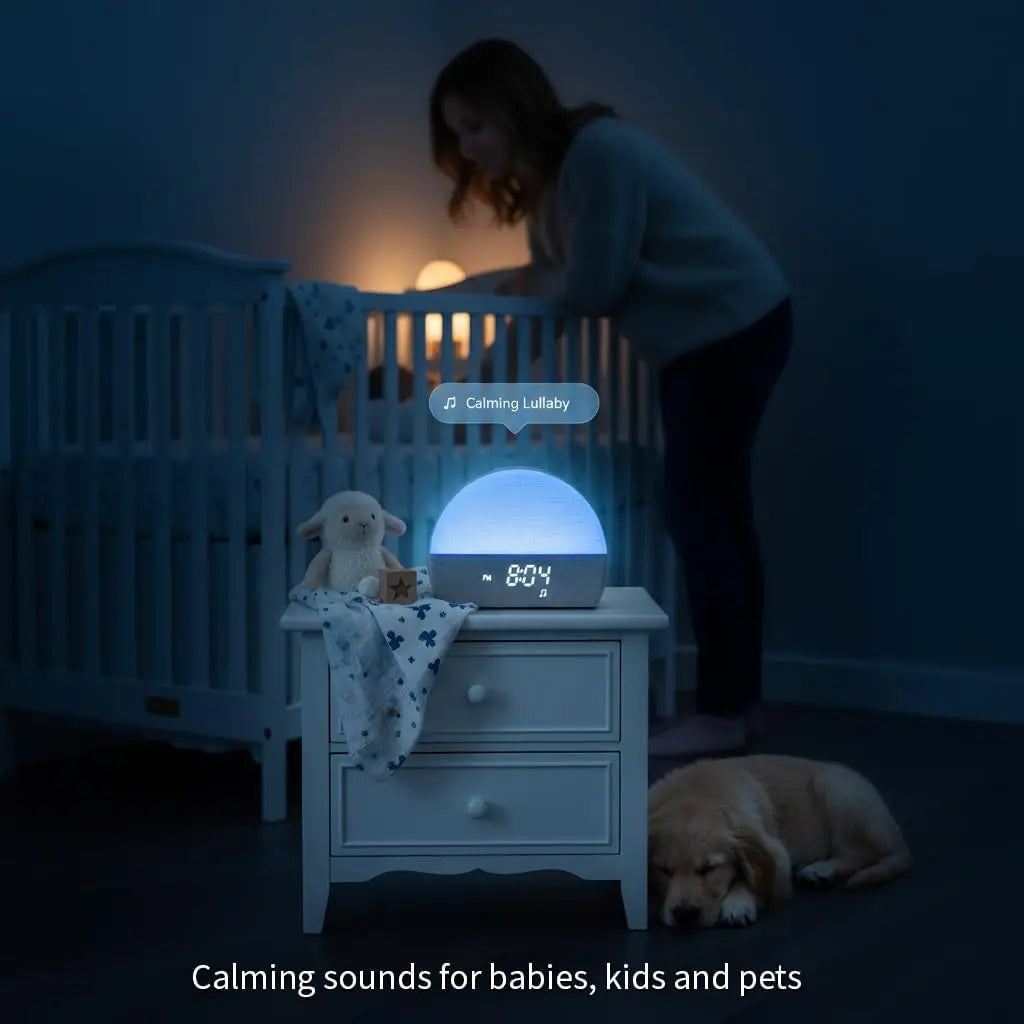 White Noise Sound Machine Sunrise Alarm Clock - 30 Non-Looping Soothing Sleep Sounds with LoFi and Healing Music| 10-Color Stickyz Creations